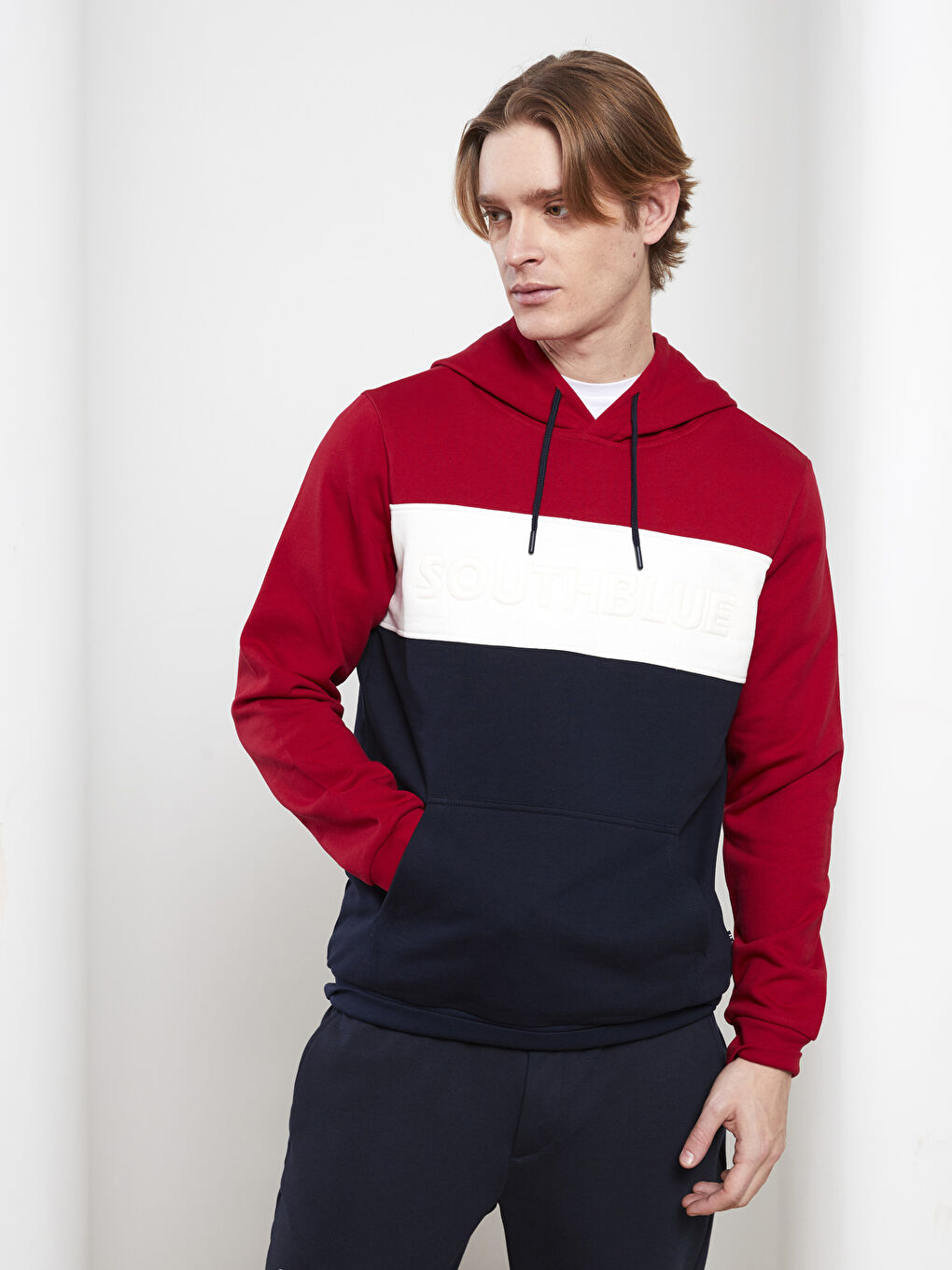 SOUTHBLUE Long Sleeve Color Block Men's Hoodie -S2FJ03Z8-S7R
