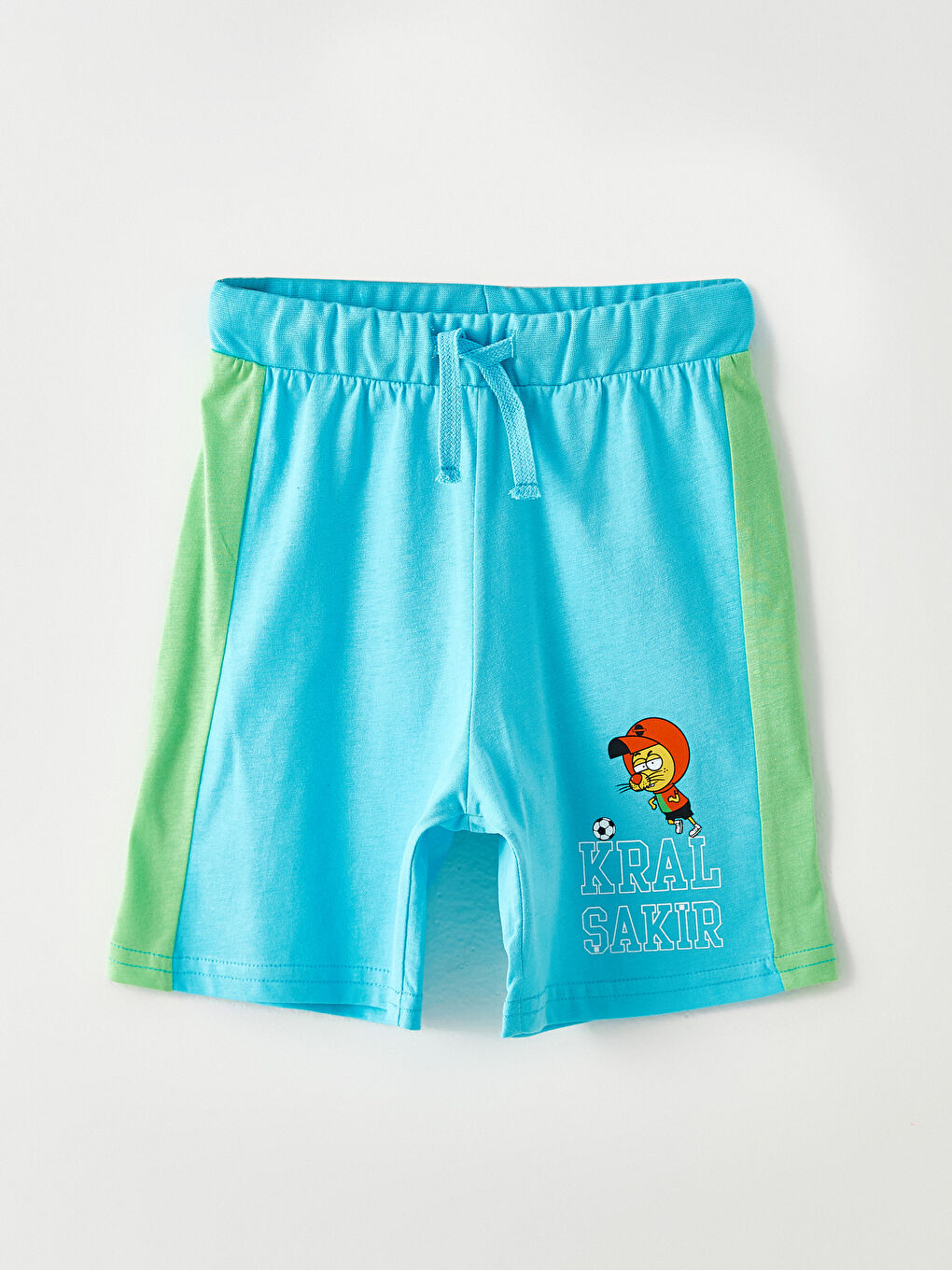 Beyaz Bisiklet Yaka Kral Şakir Baskılı Pamuklu Erkek Çocuk Atlet ve Şort-2