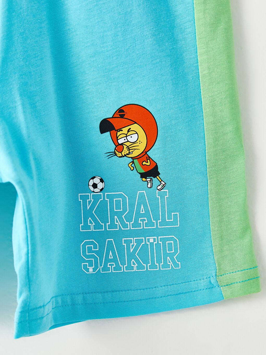 Beyaz Bisiklet Yaka Kral Şakir Baskılı Pamuklu Erkek Çocuk Atlet ve Şort-4