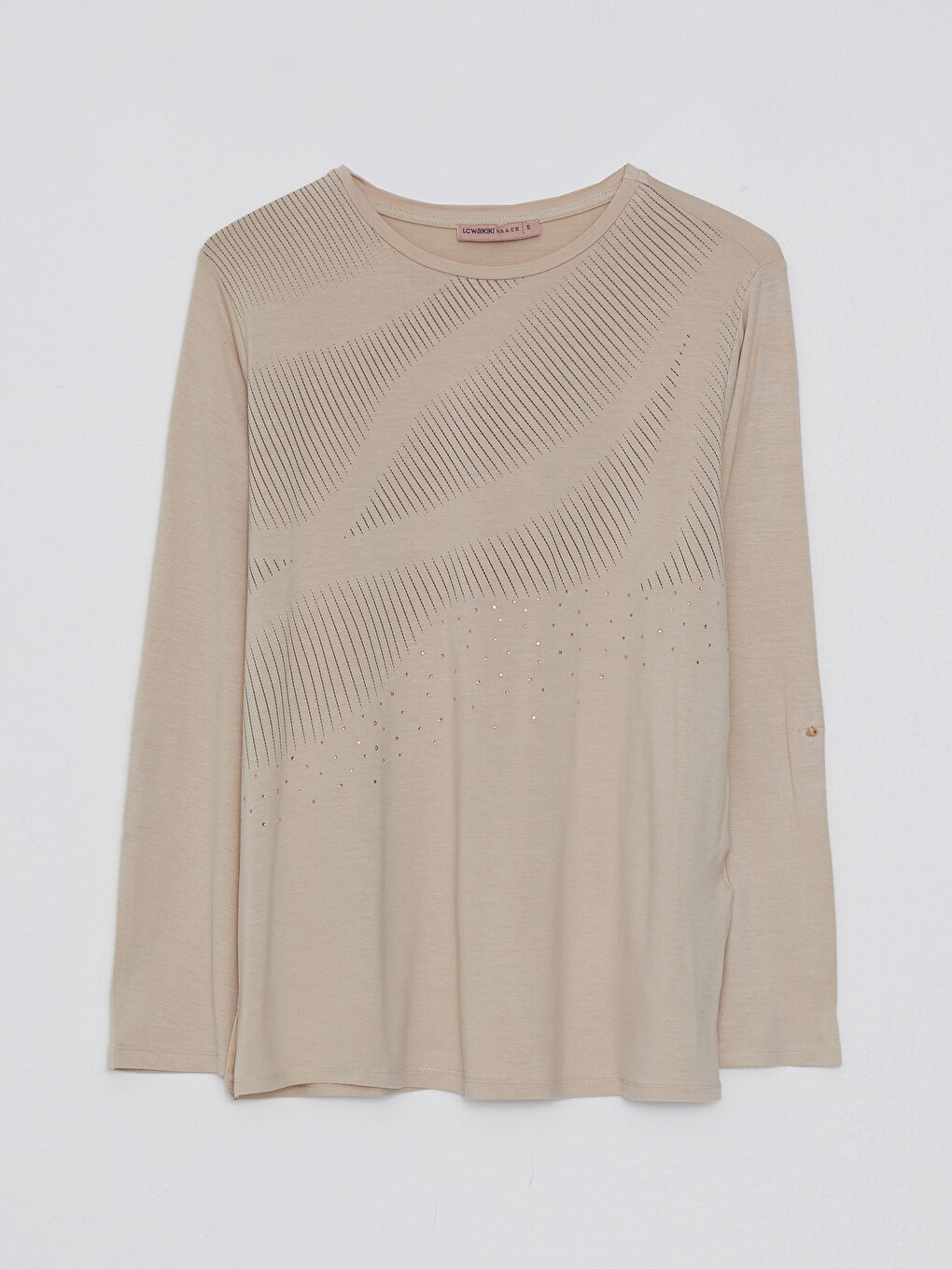 Crew Neck Patterned Long Sleeve Women's T-Shirt-5