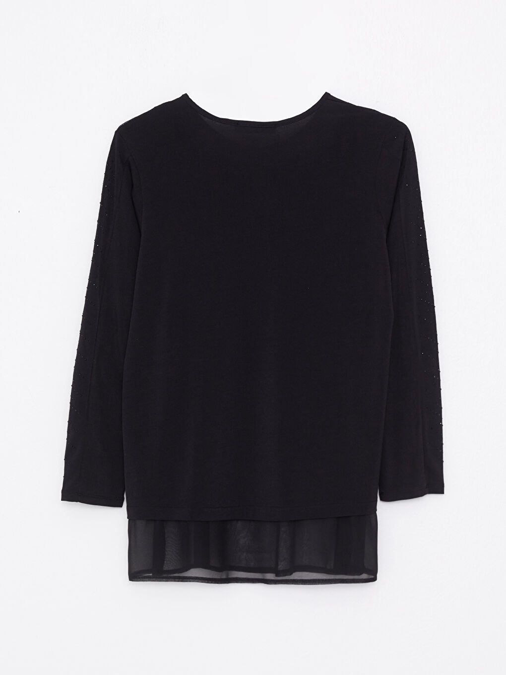 Siyah Bisiklet Yaka Düz Uzun Kollu Kadın Tunik-6