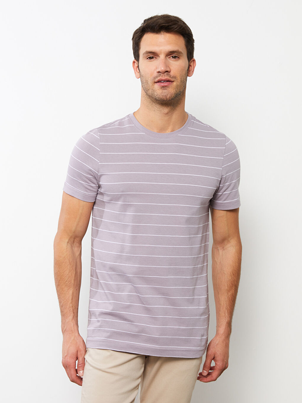 Crew Neck Short Sleeve Striped Jersey Men's T-Shirt-2