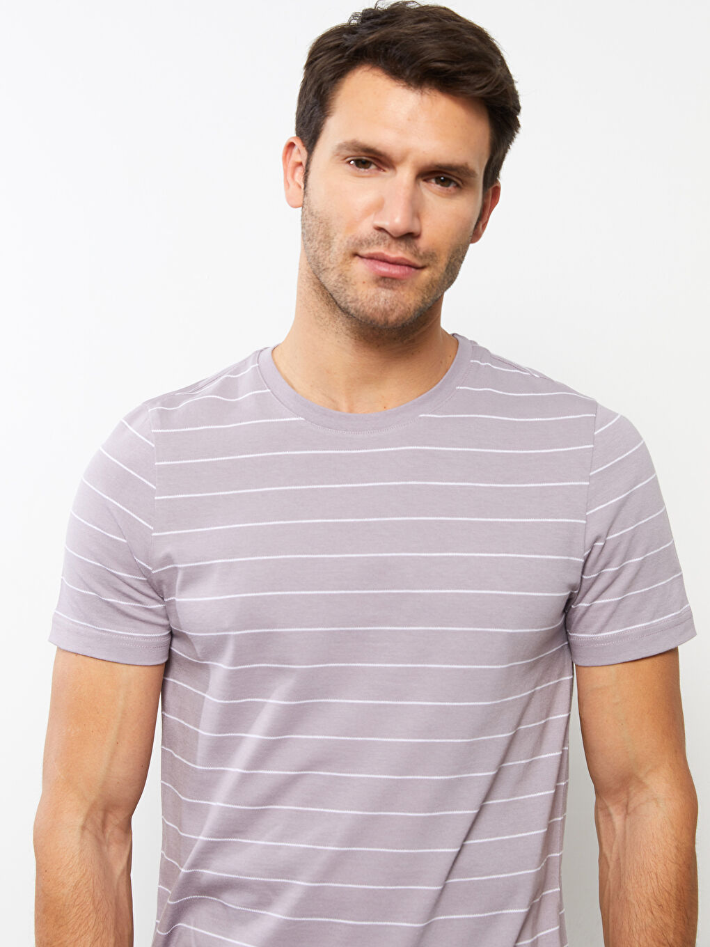 Crew Neck Short Sleeve Striped Jersey Men's T-Shirt-3