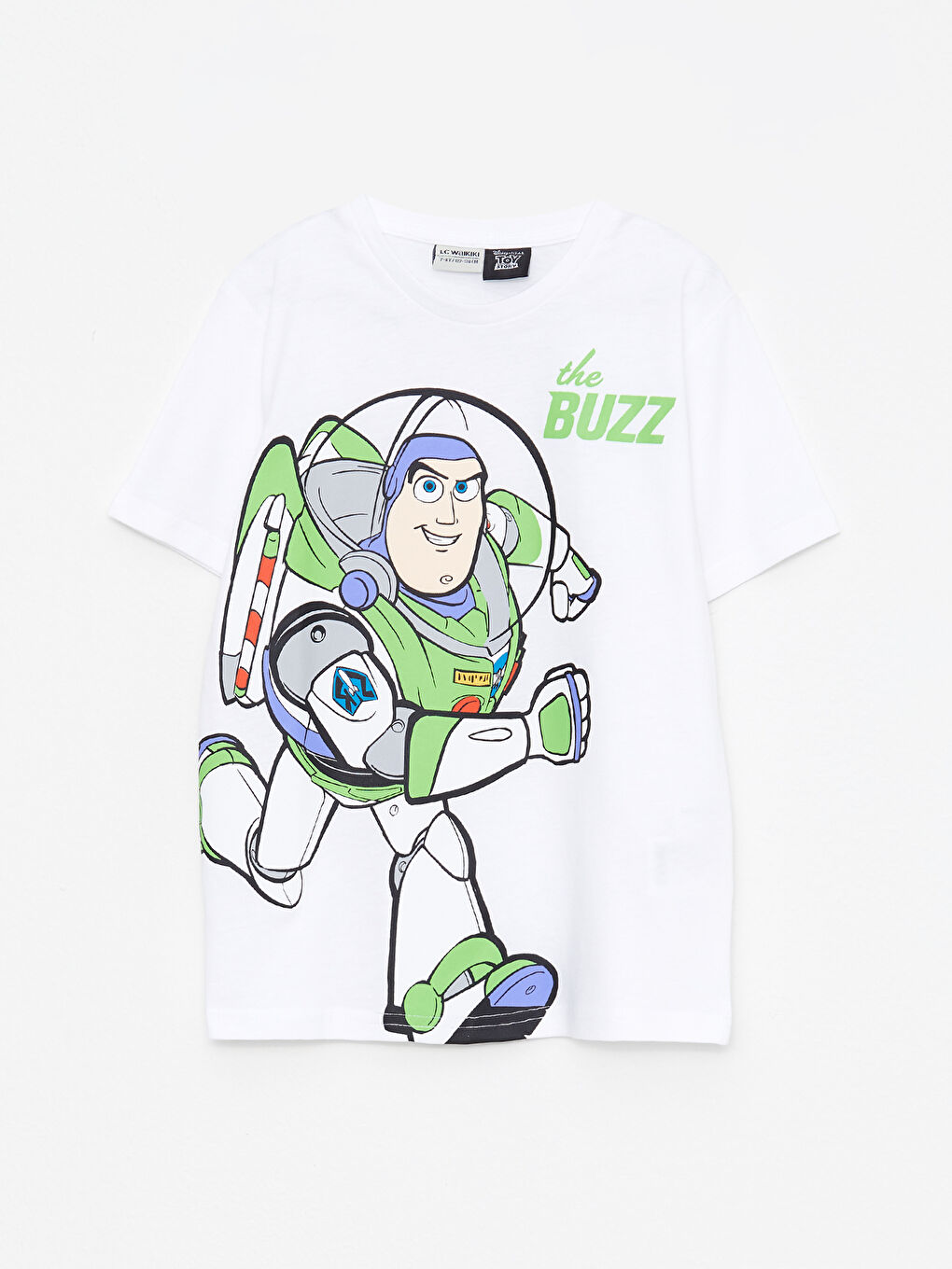 Beyaz Bisiklet Yaka Toy Story Baskılı Kısa Kollu Erkek Çocuk Tişört ve Şort-1