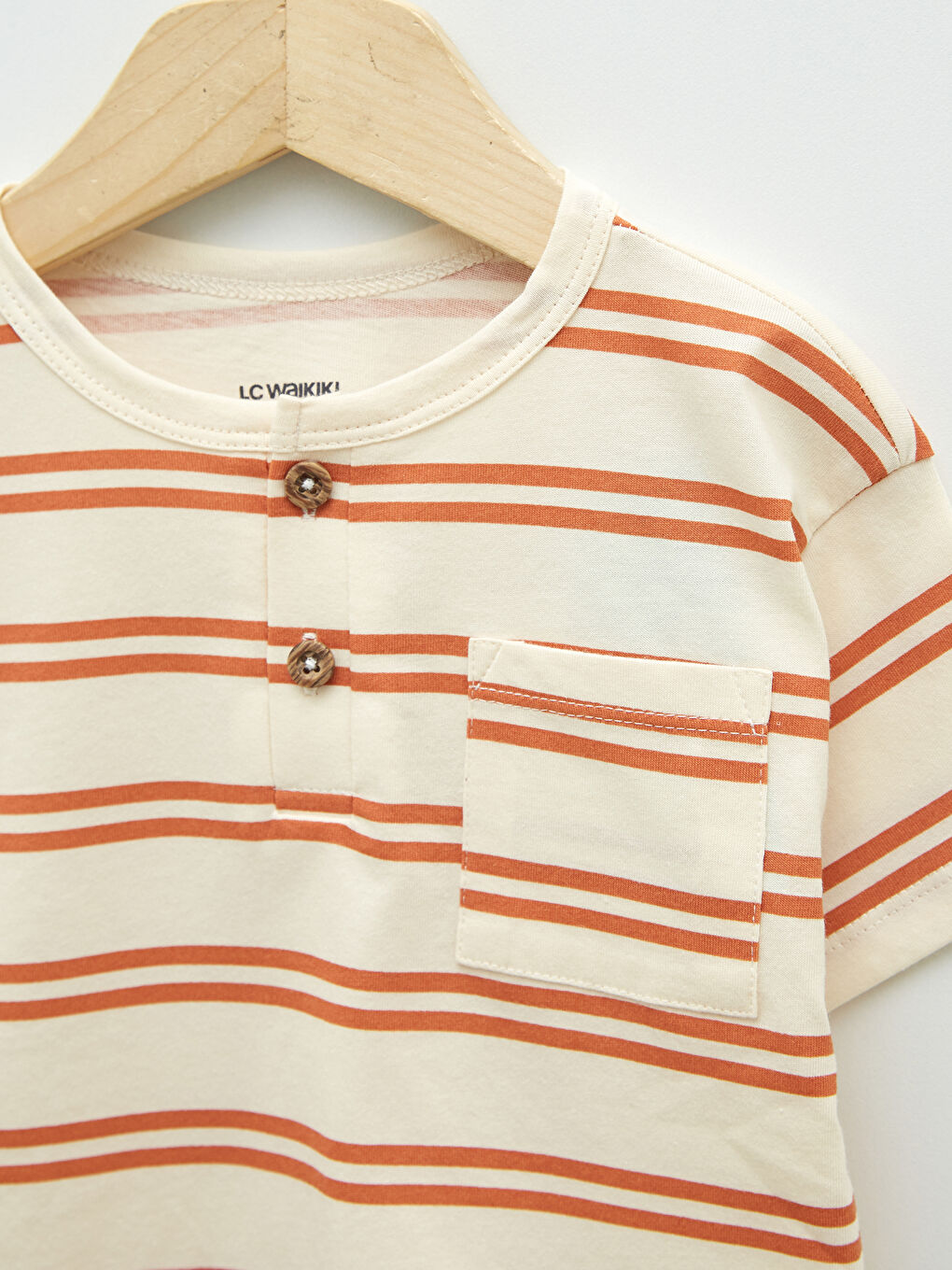 Bisiklet Yaka Kısa Kollu Çizgili Erkek Bebek Tişört-4