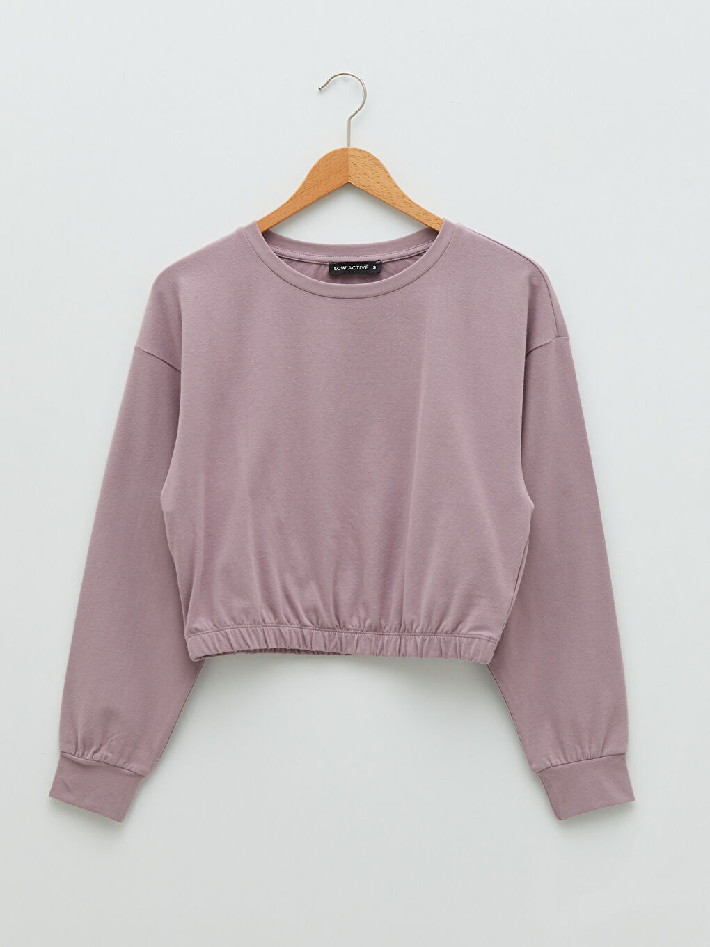 سويت شيرت نسائي برقبة دائرية وكم طويل سادة-4