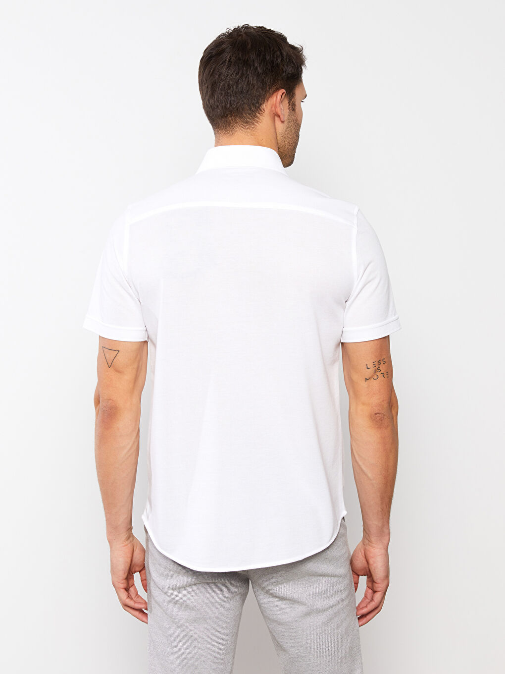 Beyaz Regular Fit Kısa Kollu Erkek Gömlek-4