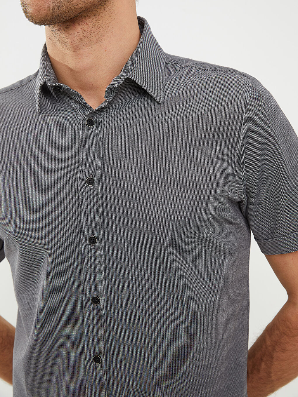 Lacivert Regular Fit Kısa Kollu Erkek Gömlek-3