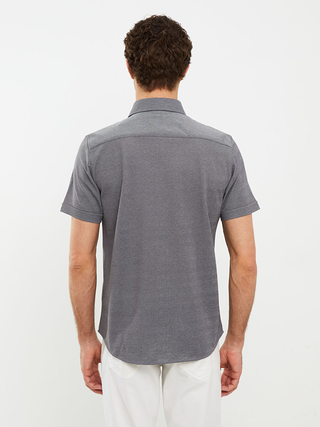 Lacivert Regular Fit Kısa Kollu Erkek Gömlek-4