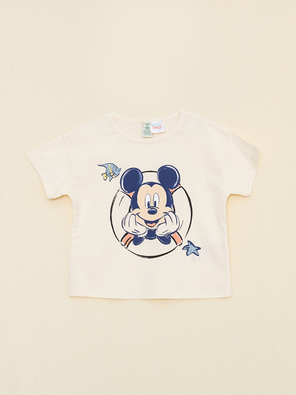 Crew Neck Short Sleeve Mickey Mouse Printed Cotton Baby Boy Pajamas Set-1