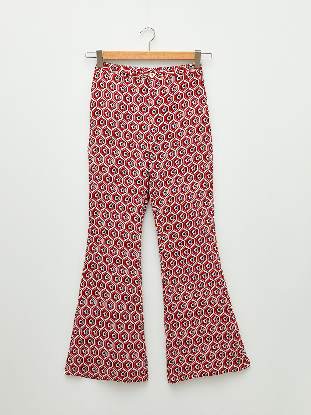 Slim Fit Patterned Spanish Leg Viscose Women's Trousers-6