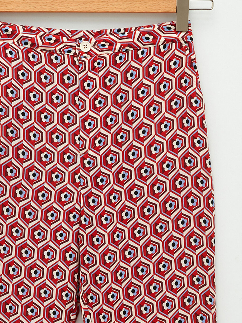 Slim Fit Patterned Spanish Leg Viscose Women's Trousers-8