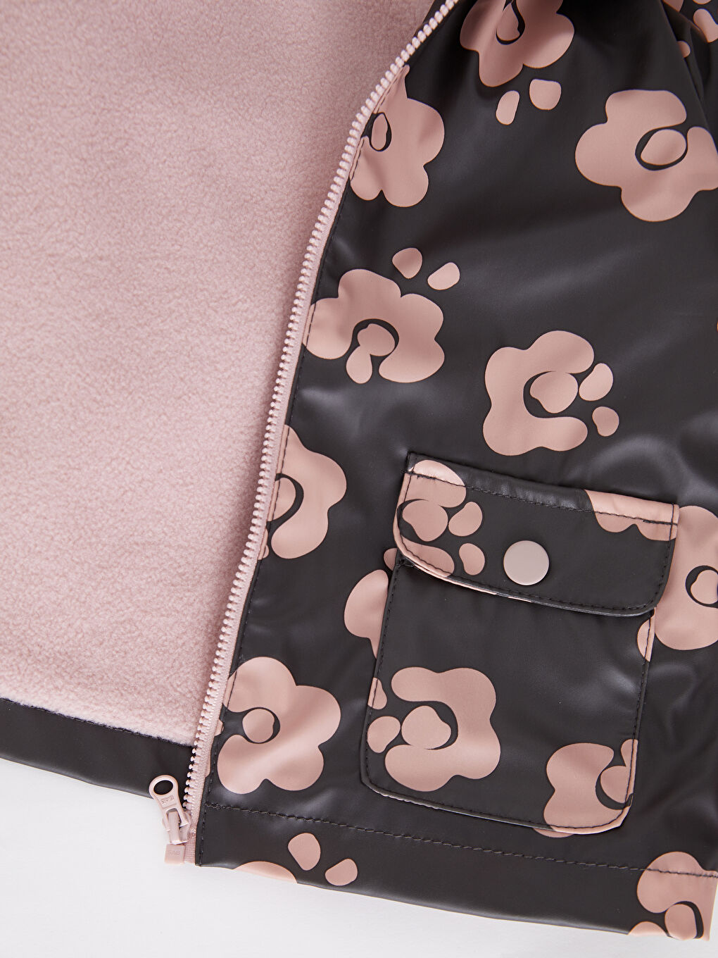 Antrasit Kapüşonlu Uzun Kollu Baskılı Kız Bebek Mont-2