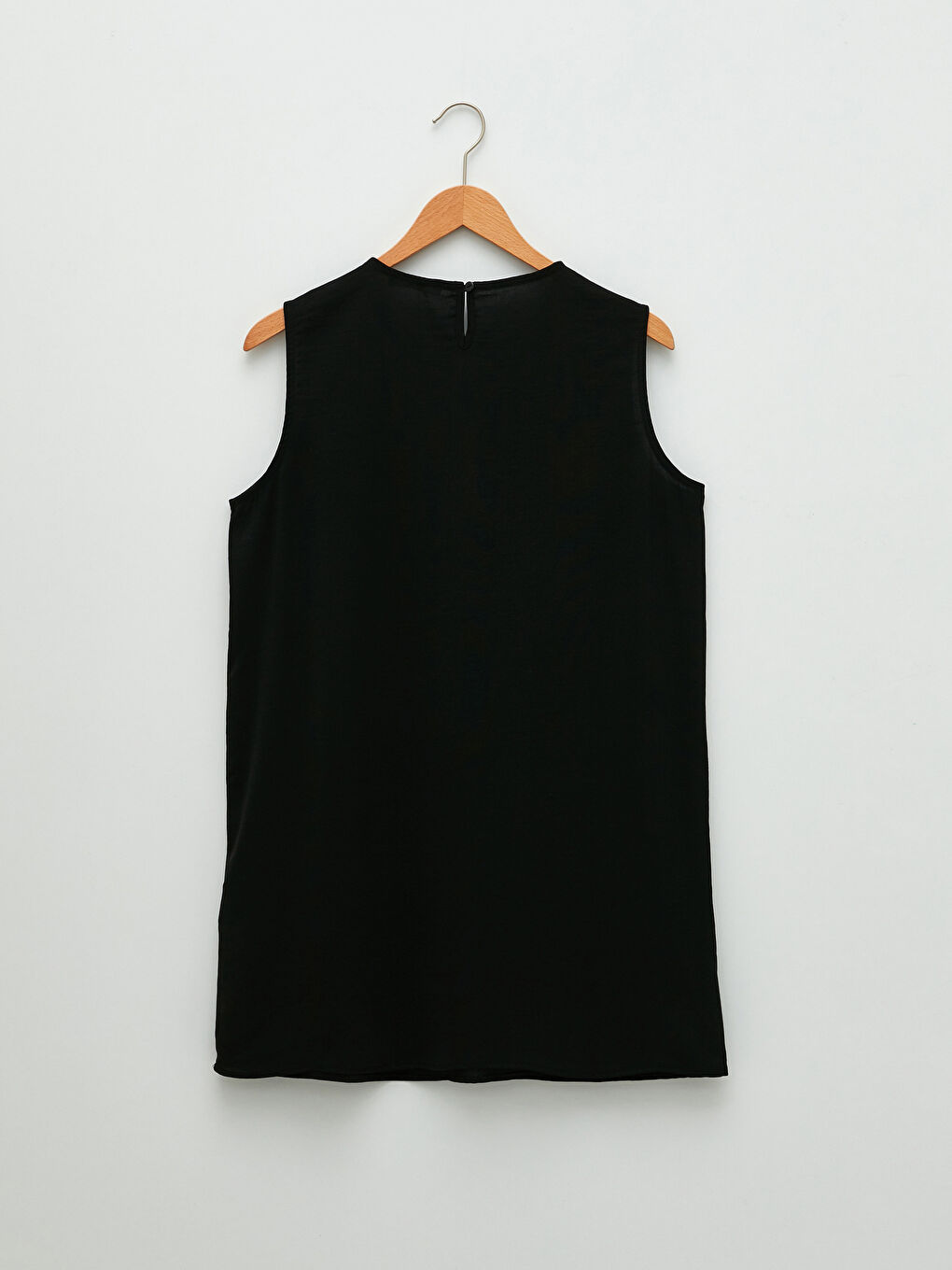 Siyah Kadın Bisiklet Yaka Düz Kolsuz Tunik-6