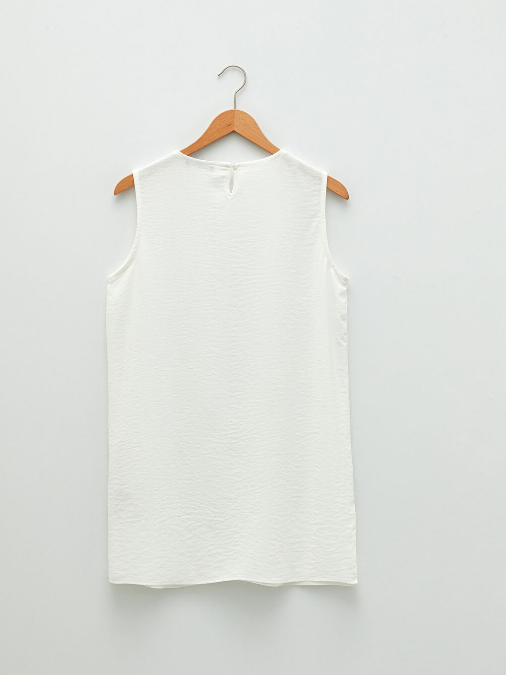 Ekru Kadın Bisiklet Yaka Düz Kolsuz Tunik-6