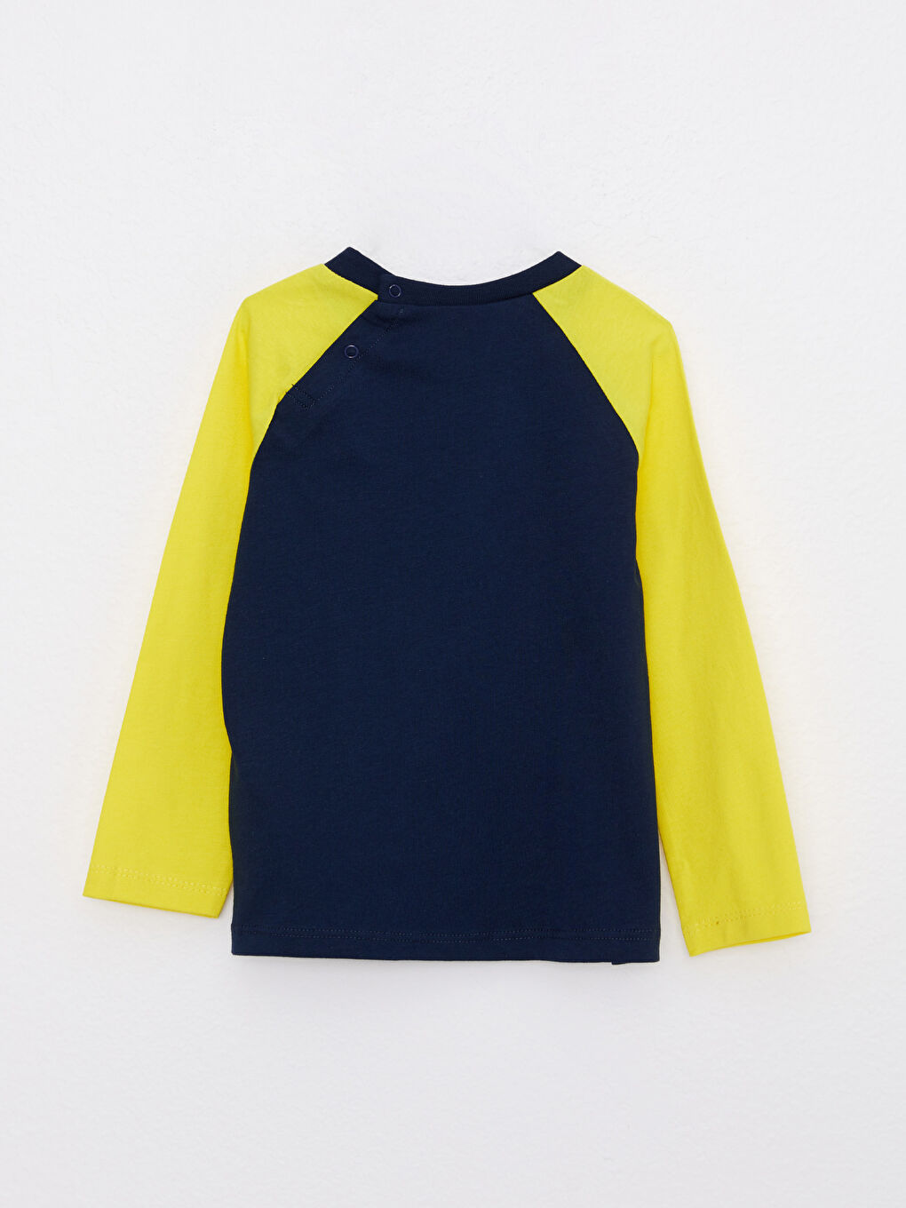 Lacivert Bisiklet Yaka Uzun Kollu Fenerbahçe Baskılı Pamuklu Erkek Bebek Taraftar Pijama Takımı-2