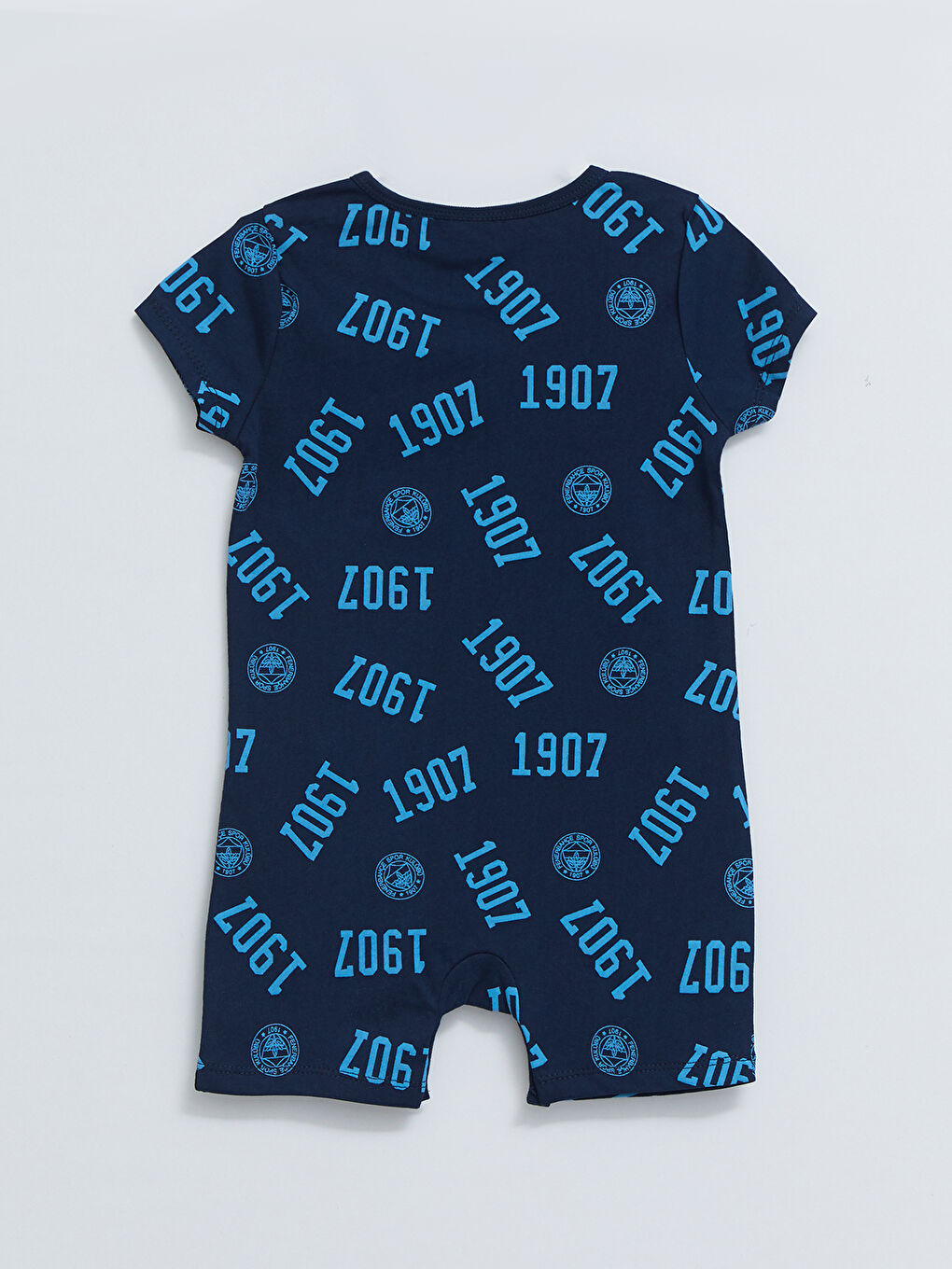 Sarı Bisiklet Yaka Kısa Kollu Fenerbahçe Baskılı Erkek Bebek Taraftar Tulum 2'li-2