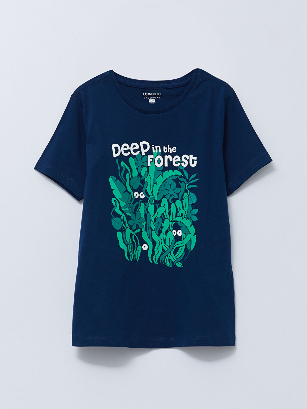 Lacivert Bisiklet Yaka Karanlıkta Parlayan Baskılı Kısa Kollu Erkek Çocuk Pijama Takımı-3