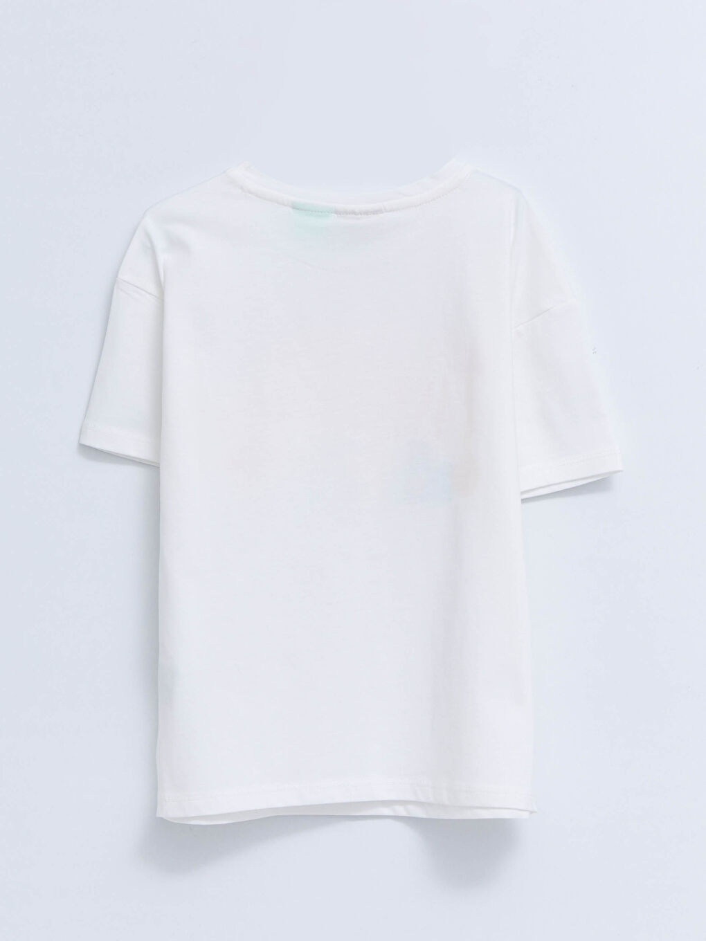 Tricou din bumbac cu mânecă scurtă imprimat Mickey Mouse și guler rotund pentru fete-1