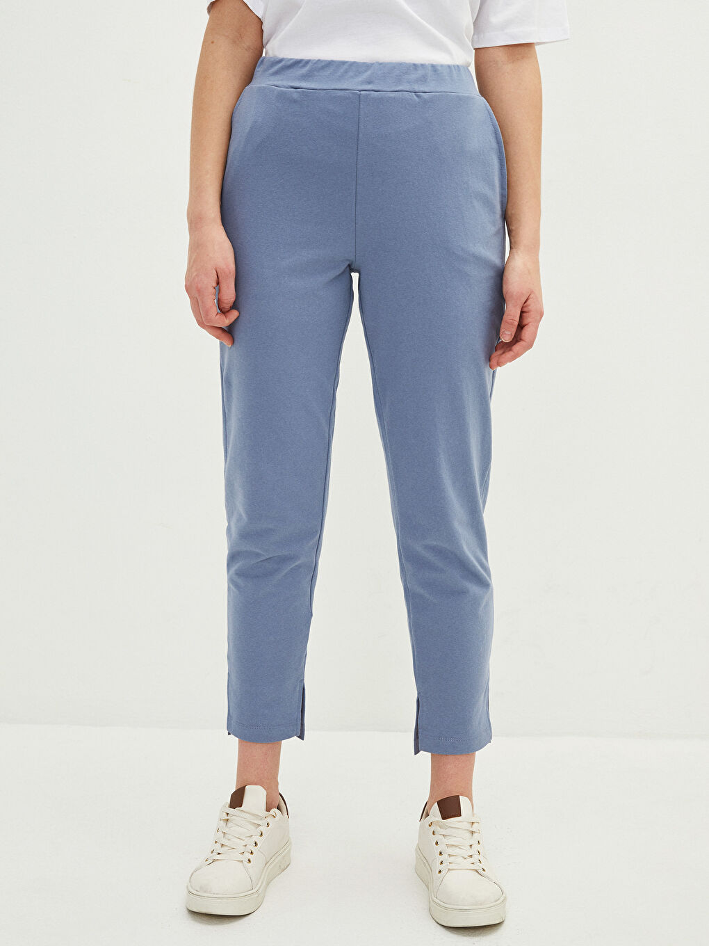 Mavi Kadın Beli Lastikli Düz Eşofman Altı-2