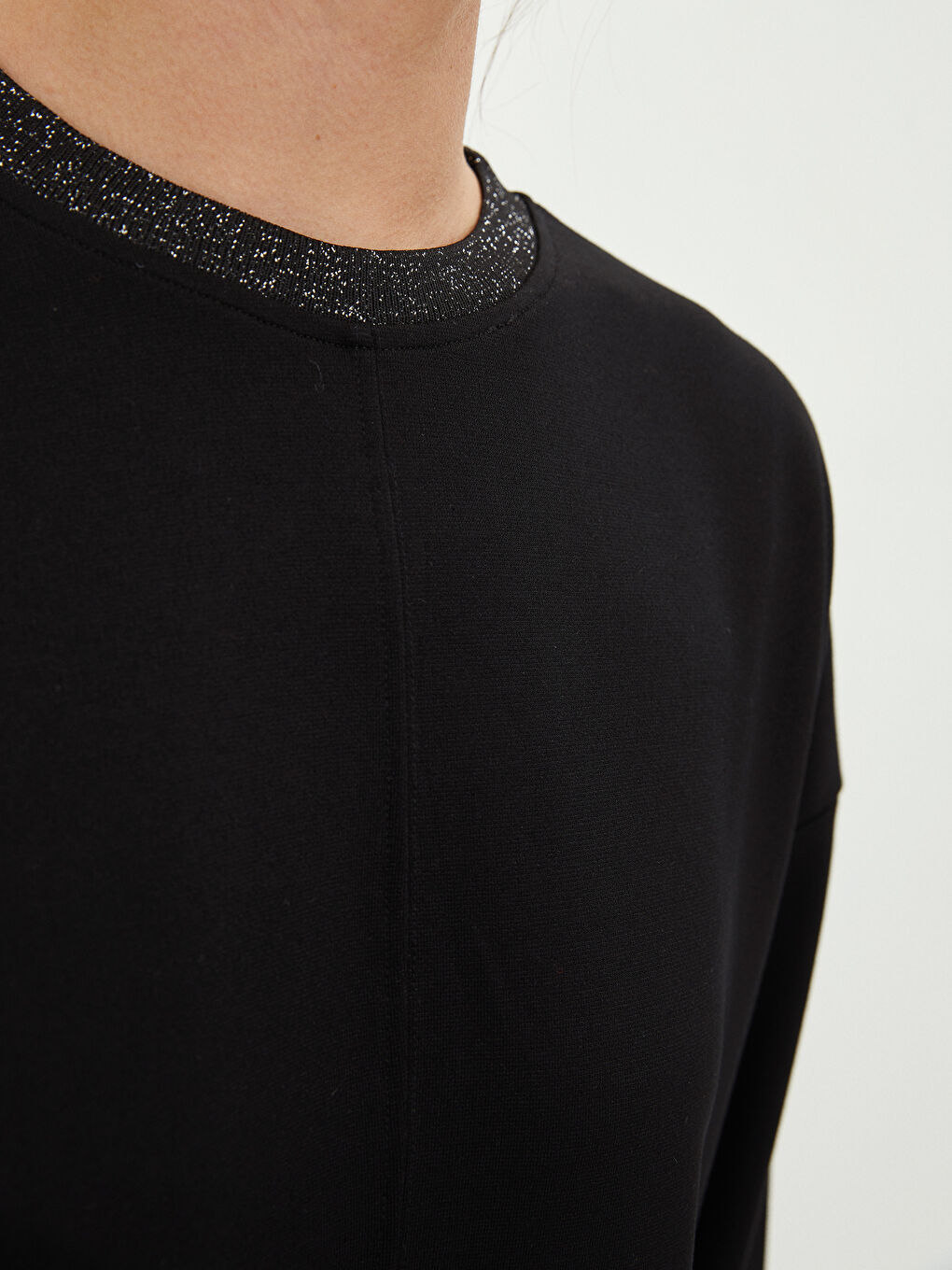 Crew Neck Stripe Detailed Long Sleeve Women's Tunic-4