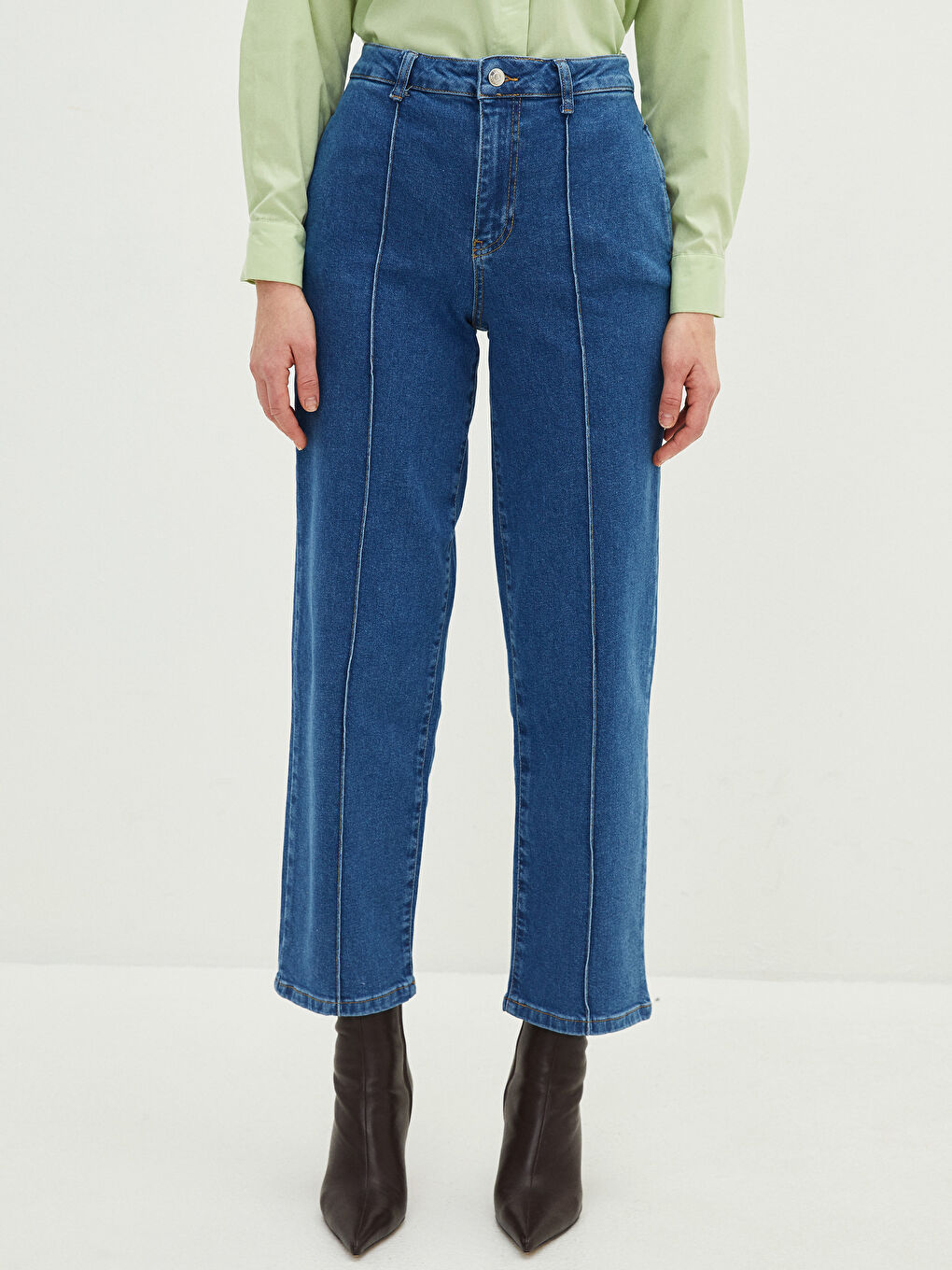 İndigo Wideleg Kadın Jean Pantolon-3