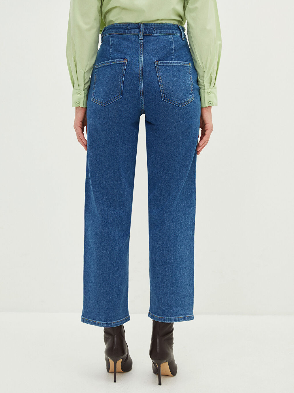 İndigo Wideleg Kadın Jean Pantolon-4