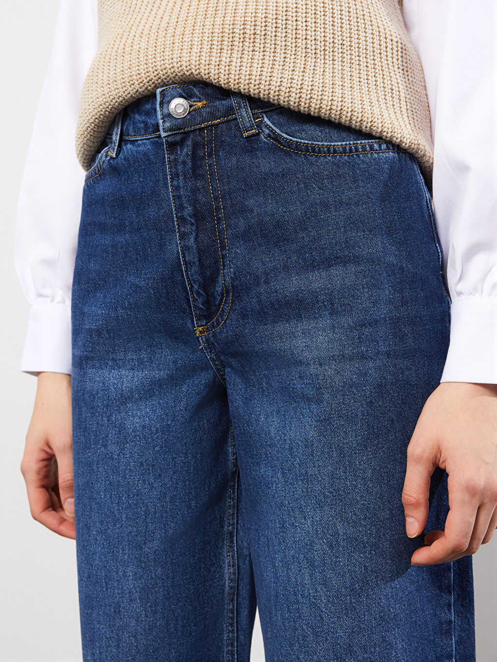 Standard Fit Straight Pocket Detailed Wide Leg Women's Rodeo Jeans-5