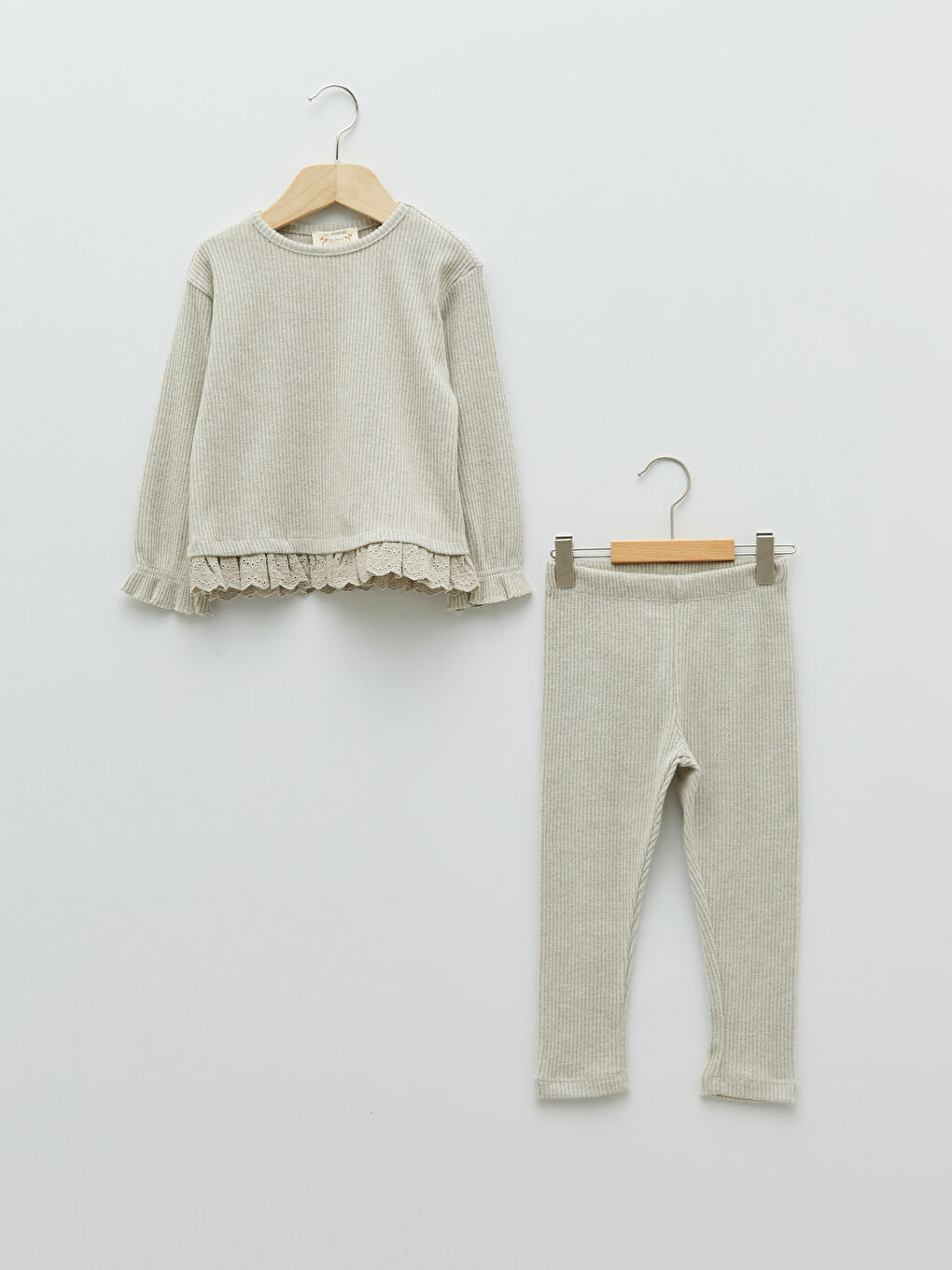 Ensemble T-Shirt et Collant Bébé Fille Basique à Manches Longues et Col Rond Lot de 2-1