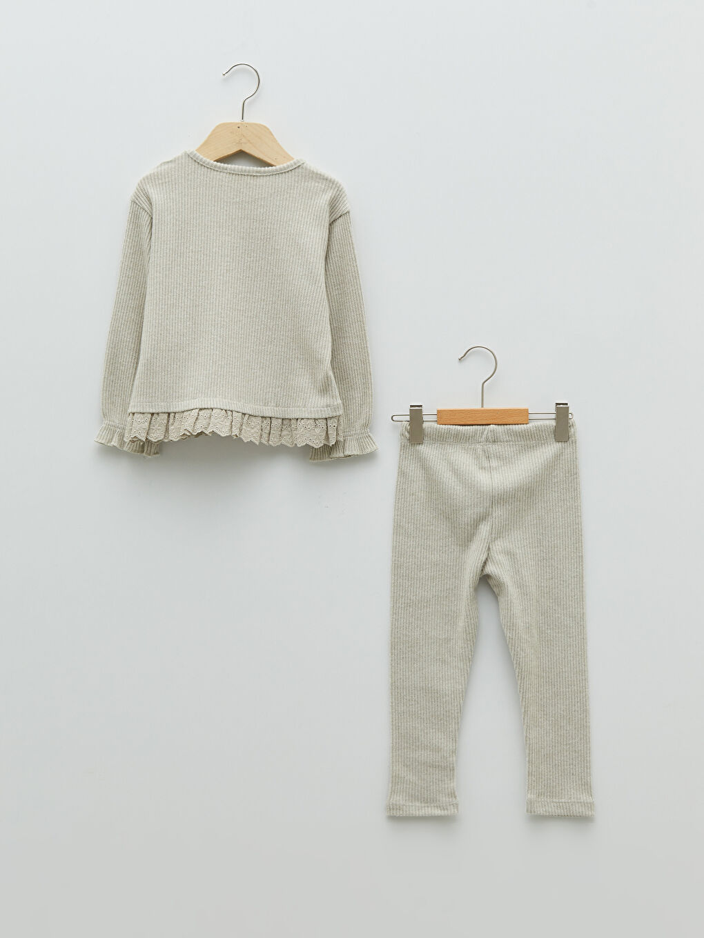 Ensemble T-Shirt et Collant Bébé Fille Basique à Manches Longues et Col Rond Lot de 2-2