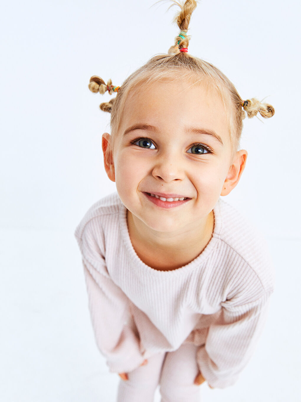 Pembe Bisiklet Yaka Uzun Kollu Basic Kız Bebek Tişört ve Tayt 2'li-1