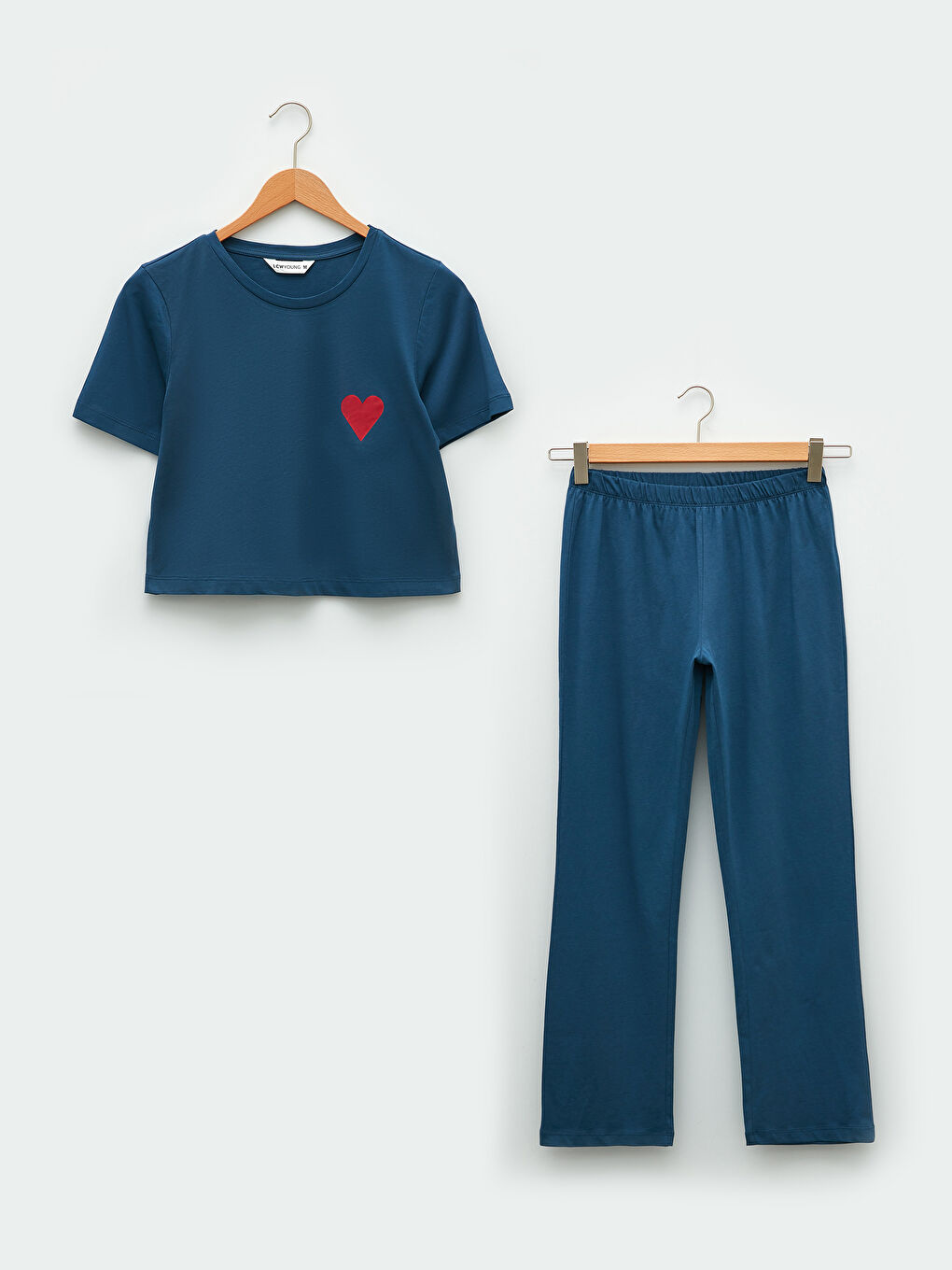 Crew Neck Printed Short Sleeve Cotton Women's Pajama Set-6