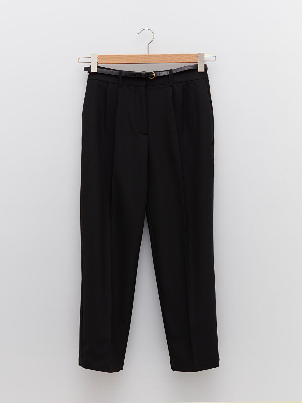 Siyah Kadın Yüksek Bel Standart Fit Düz Pantolon-10