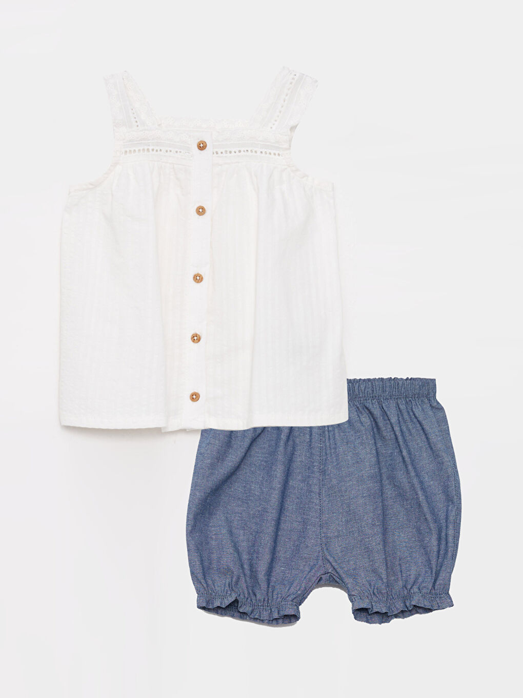 Blouse et Shorts pour Bébé Filles à Col Carré et Bretelles - Lot de 2