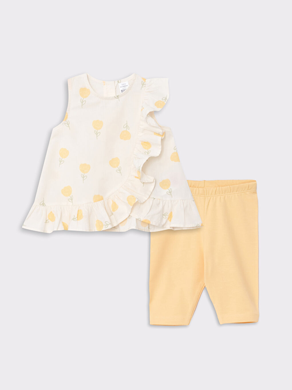 Crew Neck Printed Cotton Baby Girl Blouse and Leggings 2-Pack Set