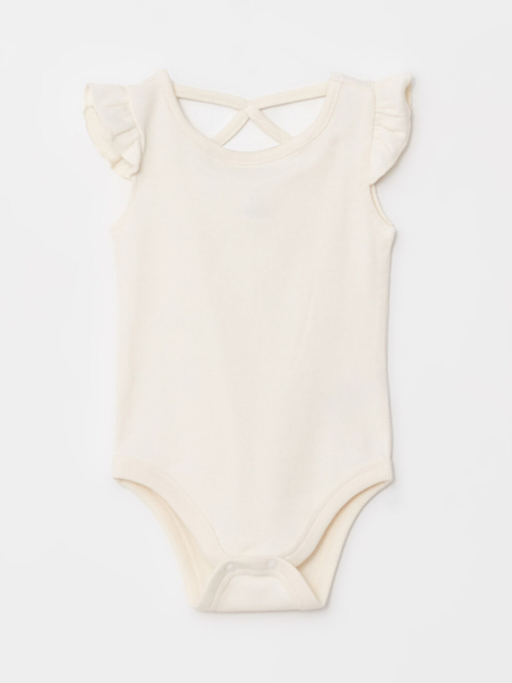 Crew Neck Short Sleeve Basic Cotton Baby Girl Snap Button Body