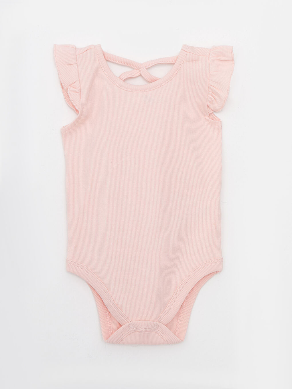 LCW baby Crew Neck Short Sleeve Basic Cotton Baby Girl Snap Button Body -S2FL73Z1-SB5