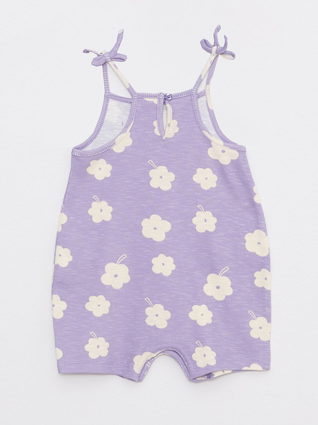 Combinaison Bébé Fille Imprimée en Coton à Bretelles et Col Carré-1