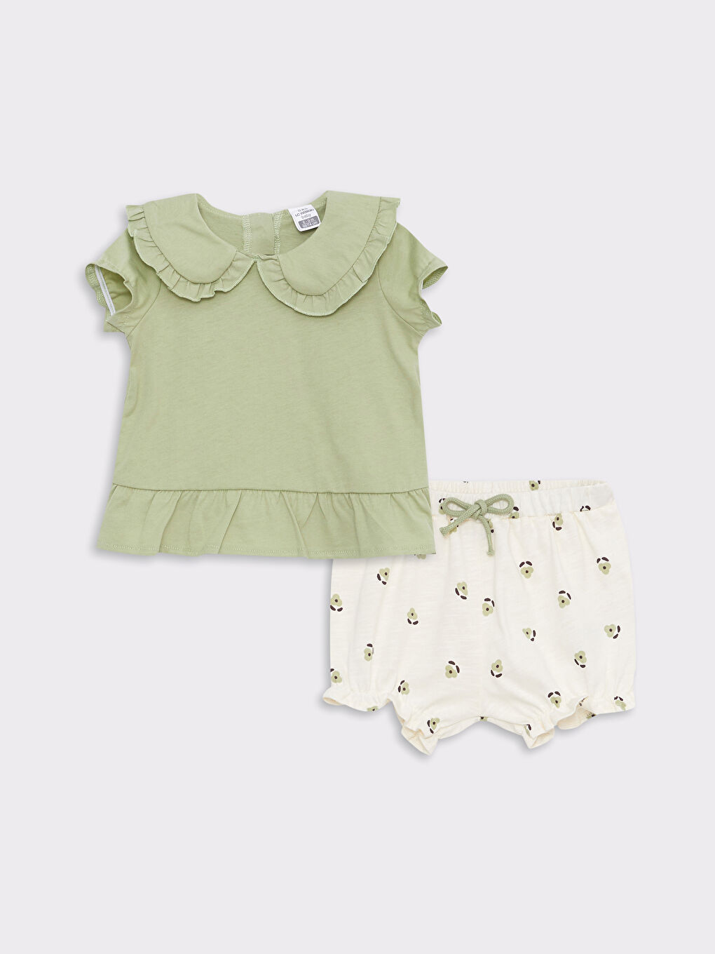Bébé Col Claudine T-shirt à Manches Courtes et Shorts Fille Lot de 2-1
