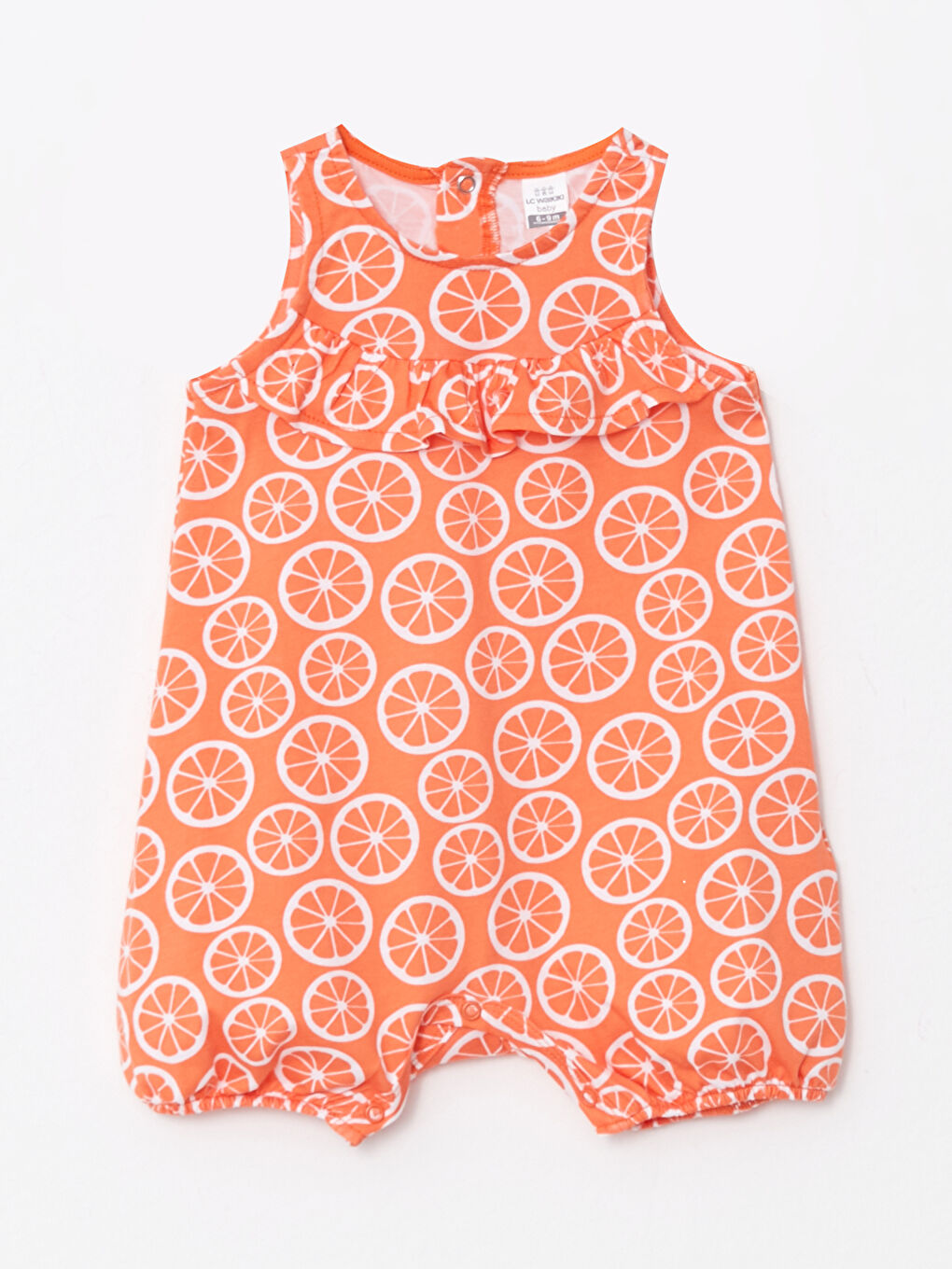 Дөңгелек жағалы принтті мақтадан жасалған қыз балаларға арналған комбинезон