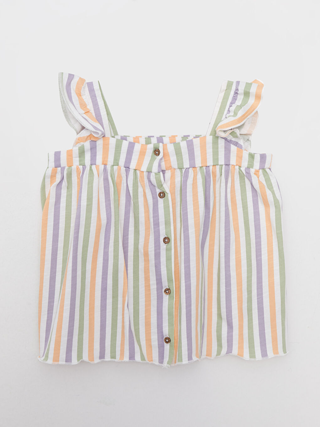 Шаршы жағалы жолақты мақтадан жасалған қыз балаға арналған жейде мен шорты 2 данадан тұратын жинақ-1