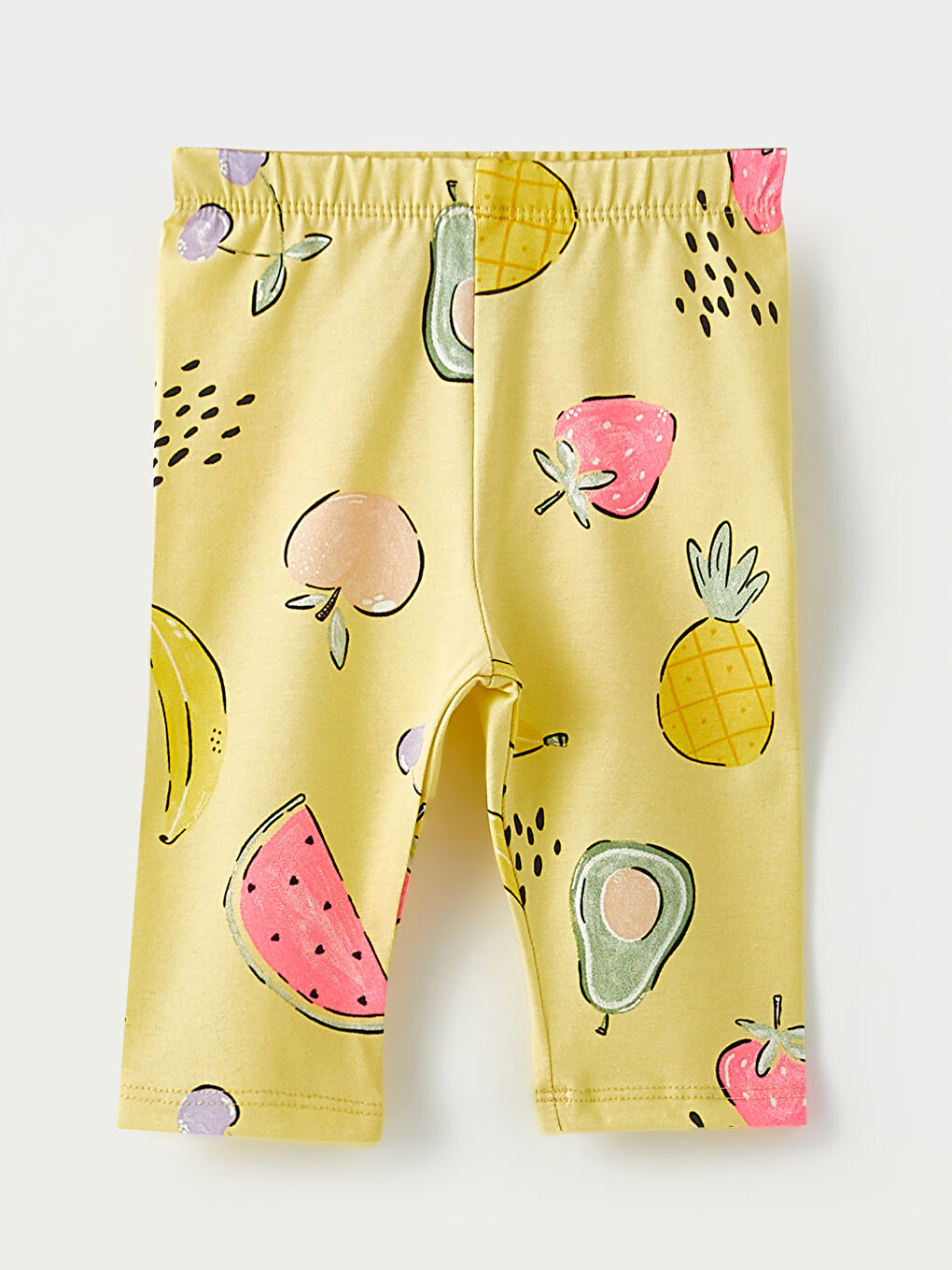 Ekru Bisiklet Yaka Kısa Kollu Baskılı Pamuklu Kız Bebek Tişört ve Tayt 2'li Takım-2