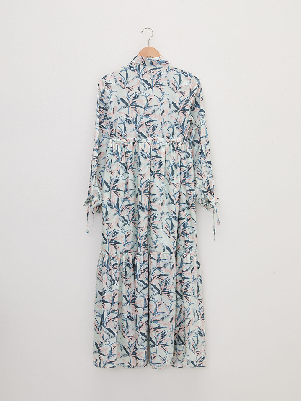 Karışık Gömlek Yaka Desenli Uzun Kollu Poplin Hamile Elbise-6