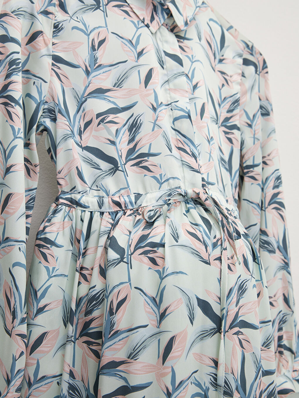 Karışık Gömlek Yaka Desenli Uzun Kollu Poplin Hamile Elbise-7