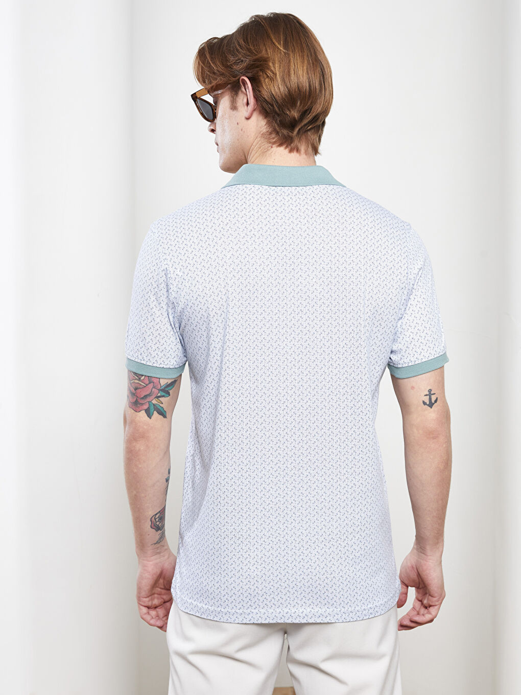 Yeşil Polo Yaka Kısa Kollu Penye Erkek Tişört-4