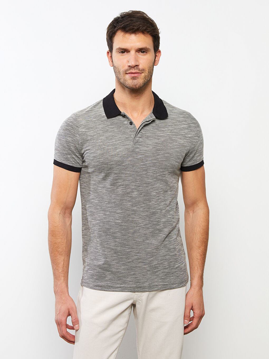 T-shirt pour Hommes à Manches Courtes en Jersey à Col Polo