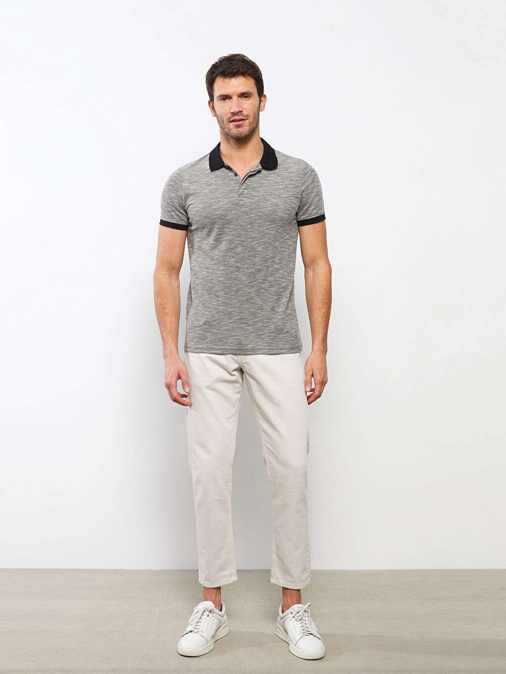 T-shirt pour Hommes à Manches Courtes en Jersey à Col Polo-1