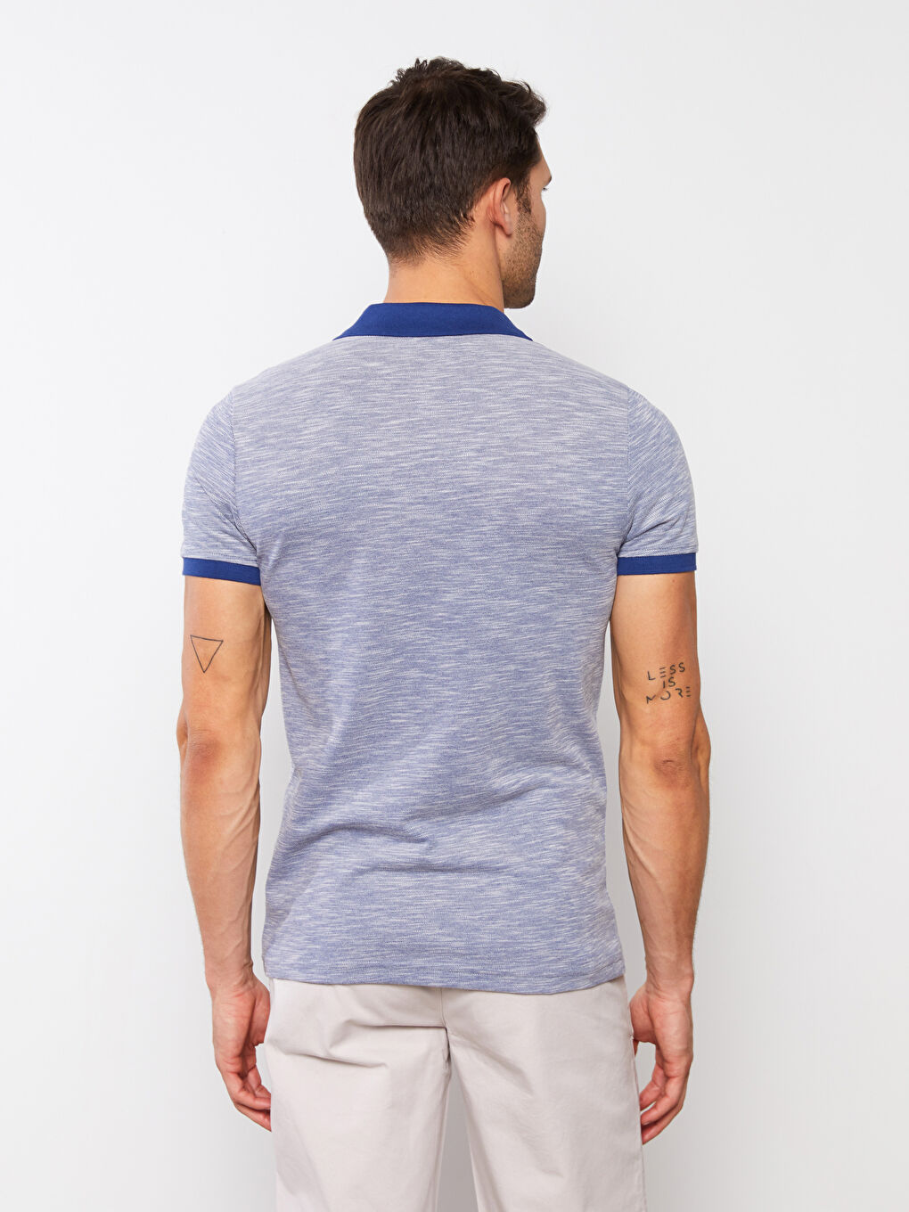 تي شيرت رجالي بياقة بولو وكم قصير من قماش جيرسي-4