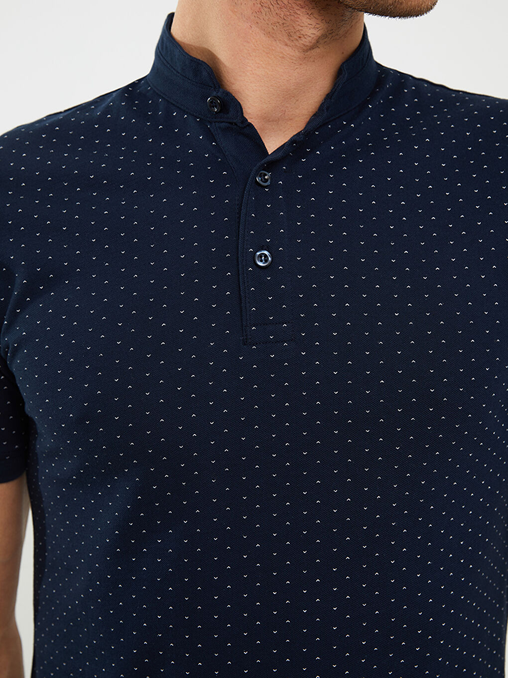 LC Waikiki Grandad Collar Short Sleeve Patterned Men's T-Shirt -S2FM83Z8-NOO
