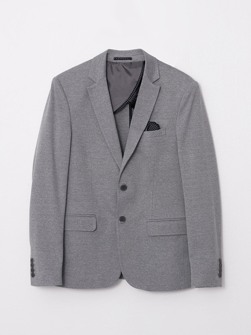Gri Dar Kalıp Erkek Blazer Ceket-4